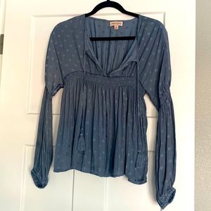 Polka Dot Silk Peplum Blouse